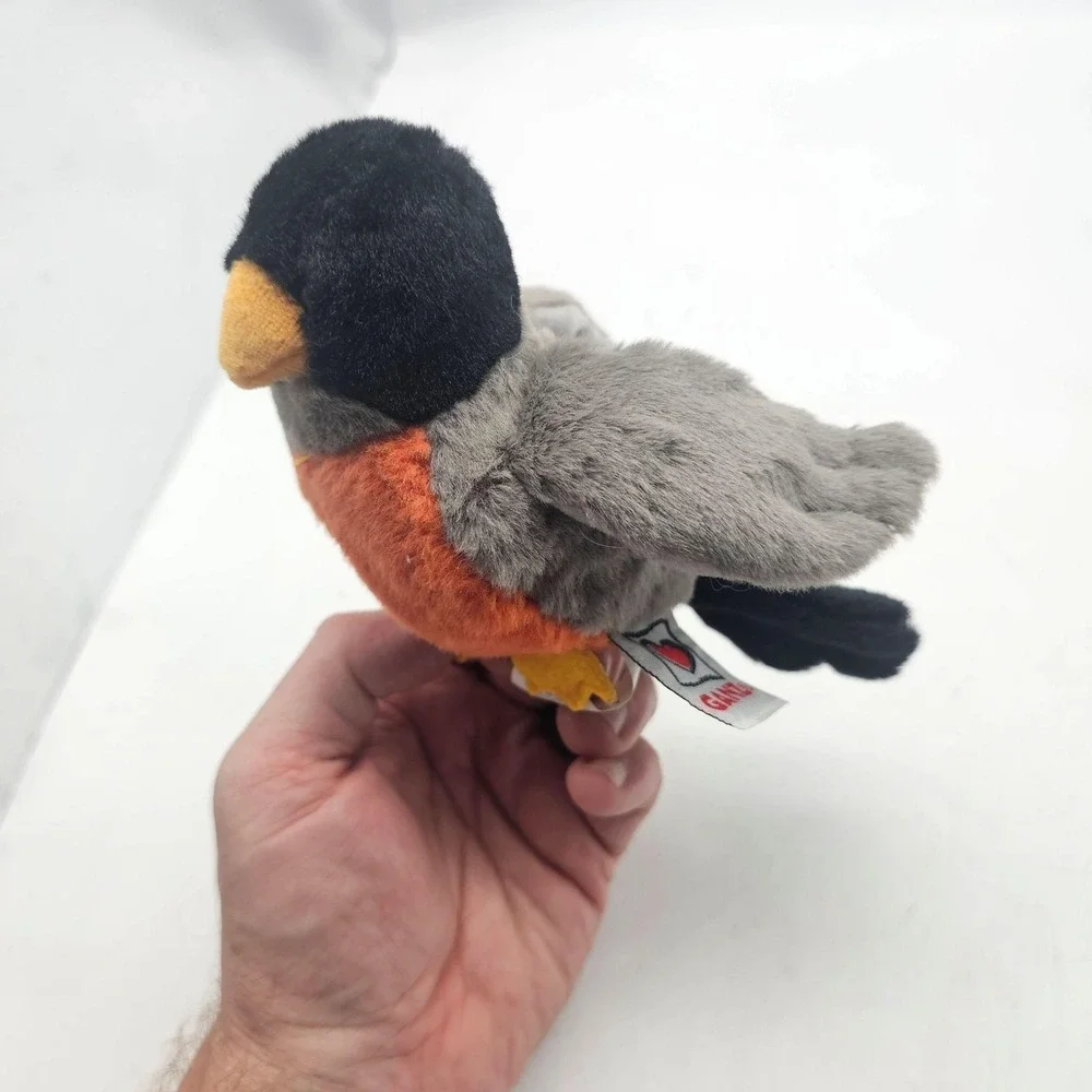 GANZ Webkinz Lil'Kinz Robin Bird Plush Stuffed Animal Toy Small Gray Orange